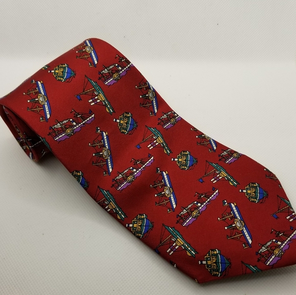 Boats and Ships printed silk tie by Rooster - Picture 1 of 8